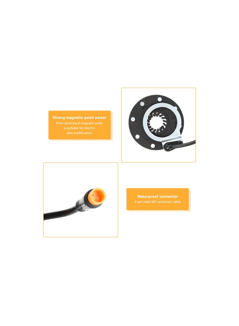 Bike Power Pedal Assist Sensor, Outdoor E bike Modified Electric Kit, with 8 Magnetic Point Power Waterproof Connector for Mountain Bike Accessories Sensor Pedaleo Pedal Assist (1 Pack)