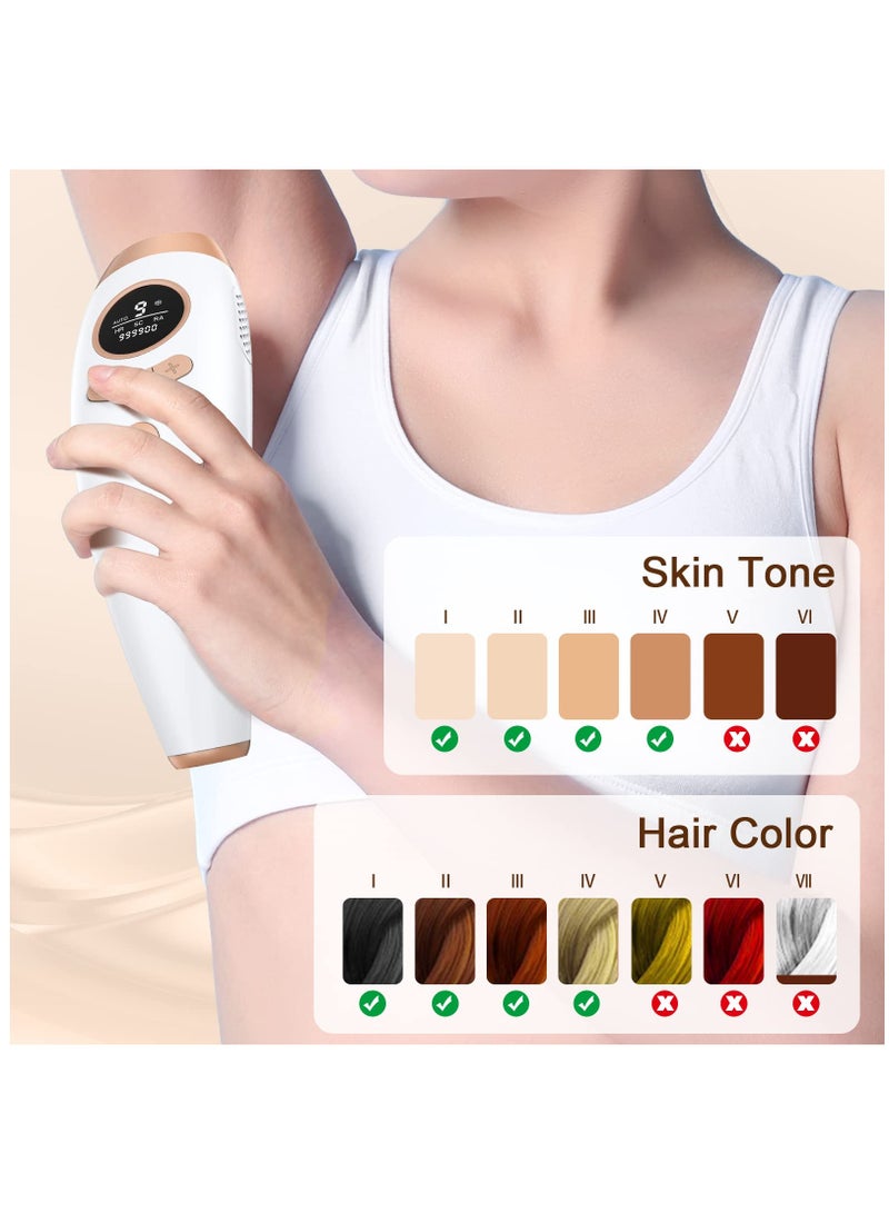 IPL Hair Removal for Women and Men, Laser Permanent 3-In-1 Face Leg Arm Back Whole Body Hair Remover, 999,900 Flashes FDA Cleared Home Use Device