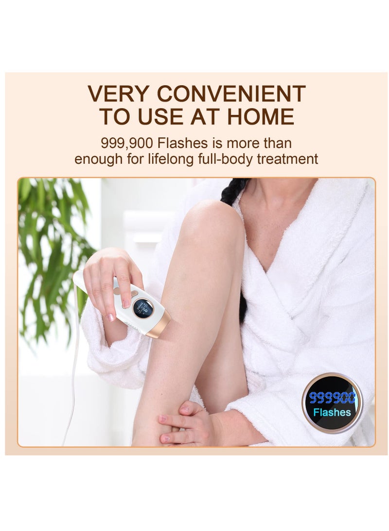 IPL Hair Removal for Women and Men, Laser Permanent 3-In-1 Face Leg Arm Back Whole Body Hair Remover, 999,900 Flashes FDA Cleared Home Use Device