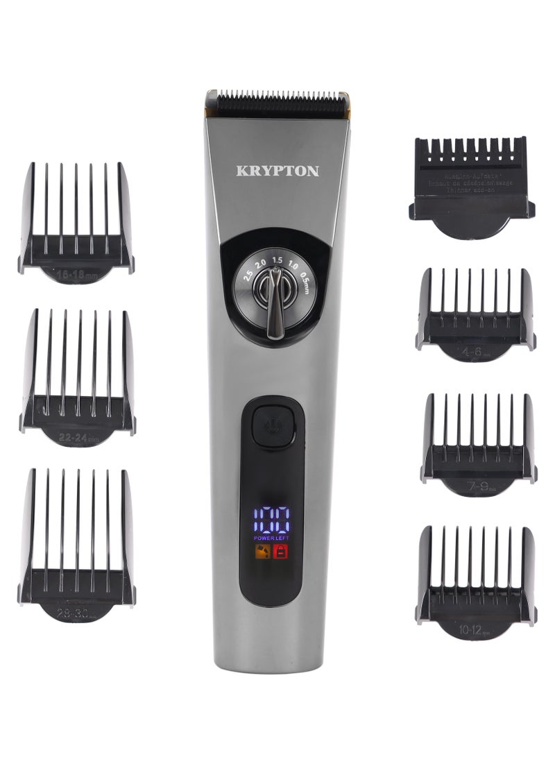 Professional Hair And Beard Trimmer, Rechargeable With High-Capacity Li Battery And 4 Hours Working Time, Quick Charge- KNTR5467 Grey