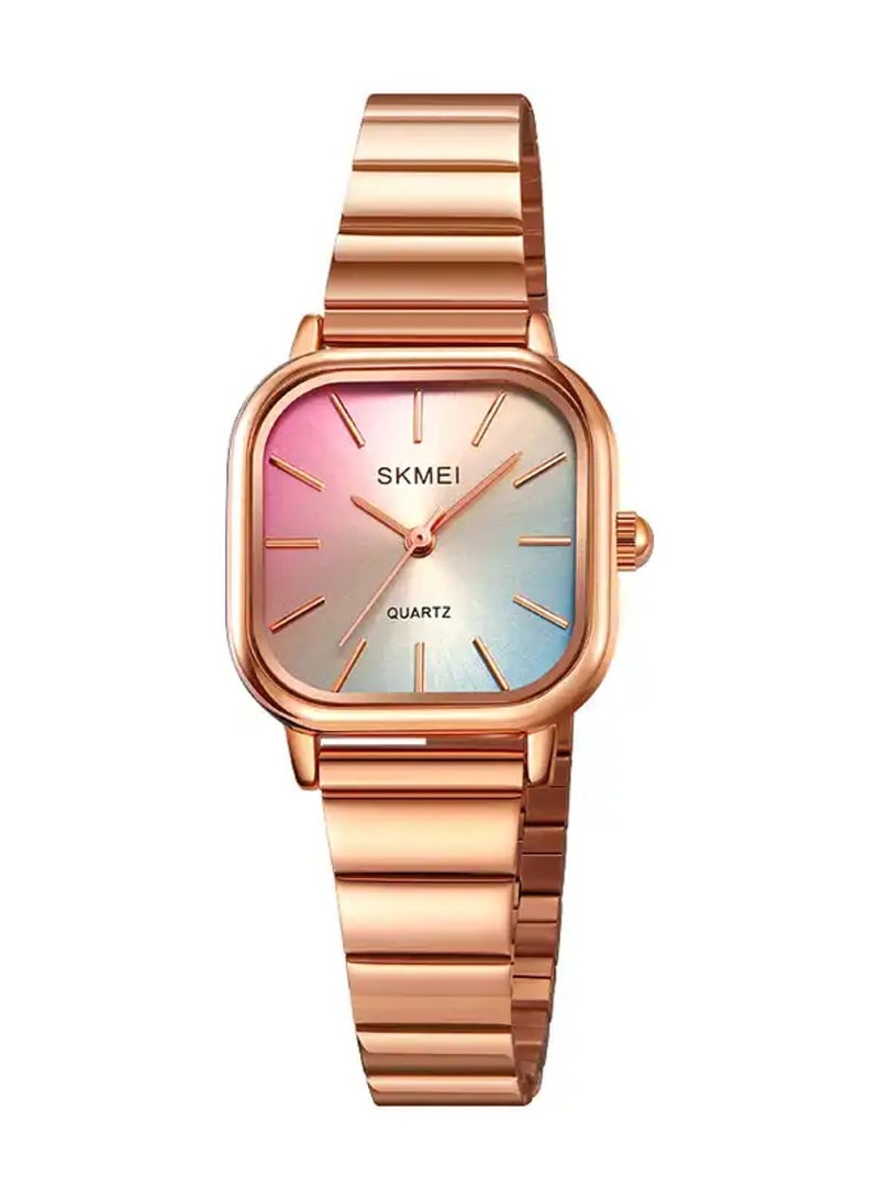 Women’s Square Case Quartz Rose Gold Stainless Steel Band Watch 2190