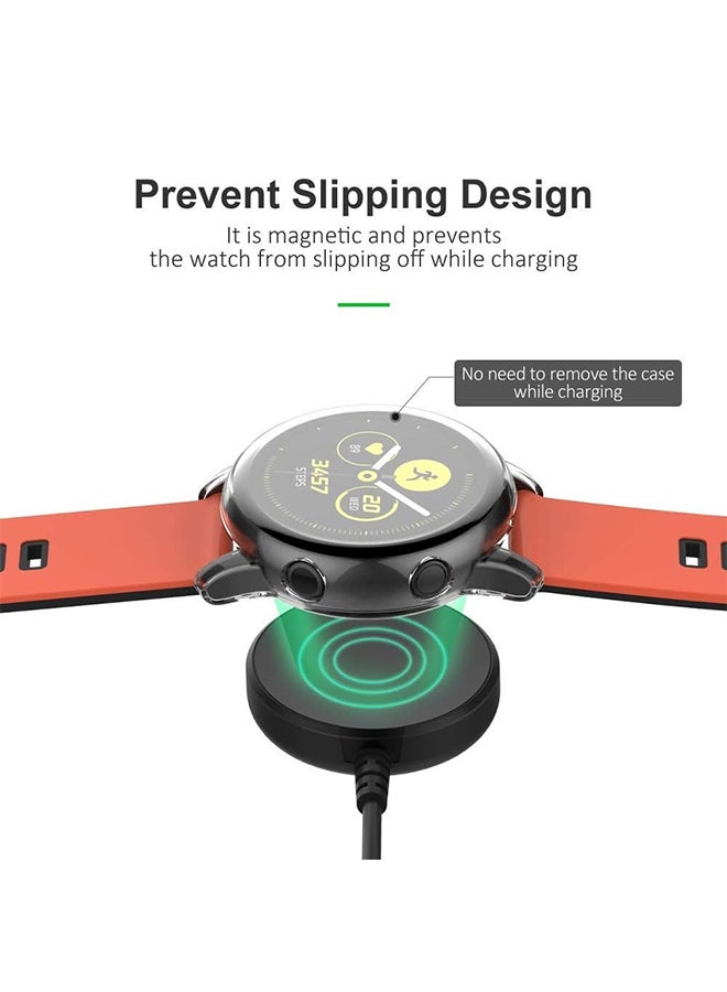 2 Packs For Wireless Charging Cable Dock Stand For Galaxy Watch Compatible With Samsung Galaxy Watch 3/Active/Active 2 Charger Dock Black