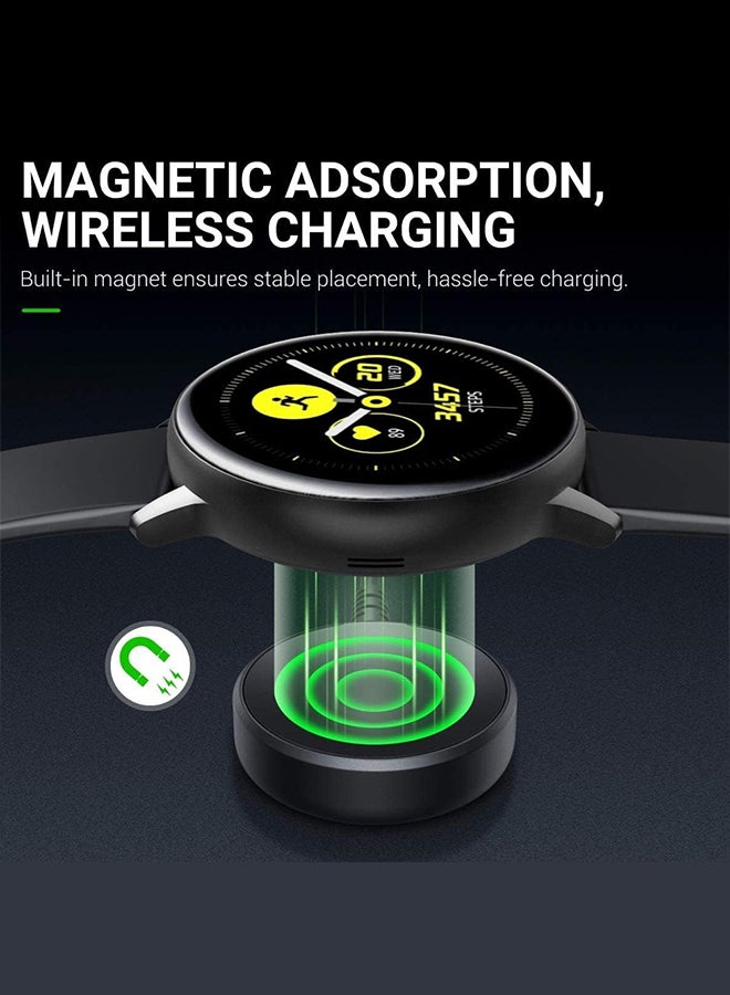 2 Packs For Wireless Charging Cable Dock Stand For Galaxy Watch Compatible With Samsung Galaxy Watch 3/Active/Active 2 Charger Dock Black