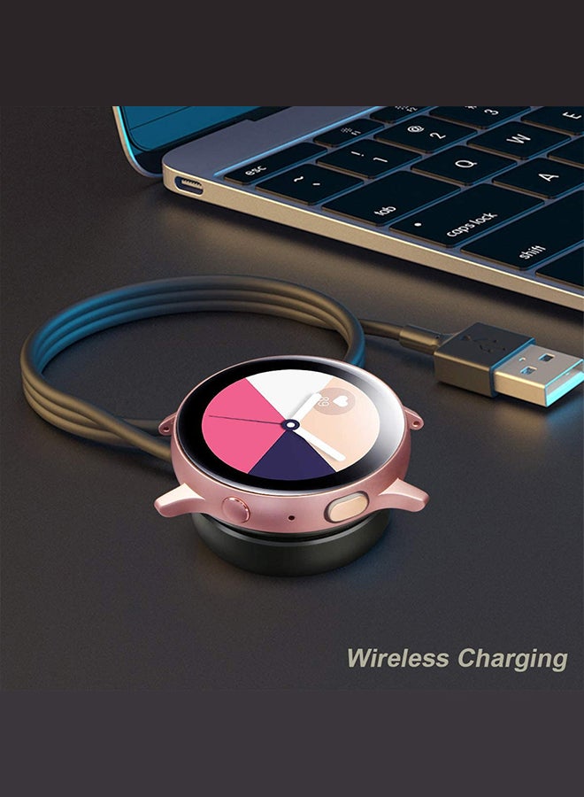 2 Packs For Wireless Charging Cable Dock Stand For Galaxy Watch Compatible With Samsung Galaxy Watch 3/Active/Active 2 Charger Dock Black