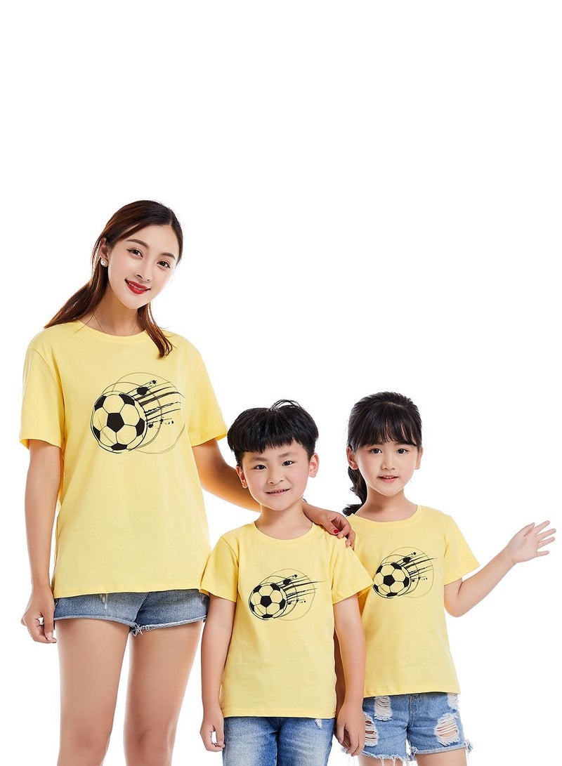 Unisex Family Couple Parent-Child clothing Football Pattern T-shirt Yellow