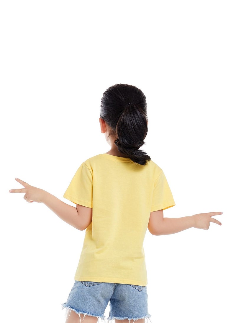 Unisex Family Couple Parent-Child clothing Football Pattern T-shirt Yellow