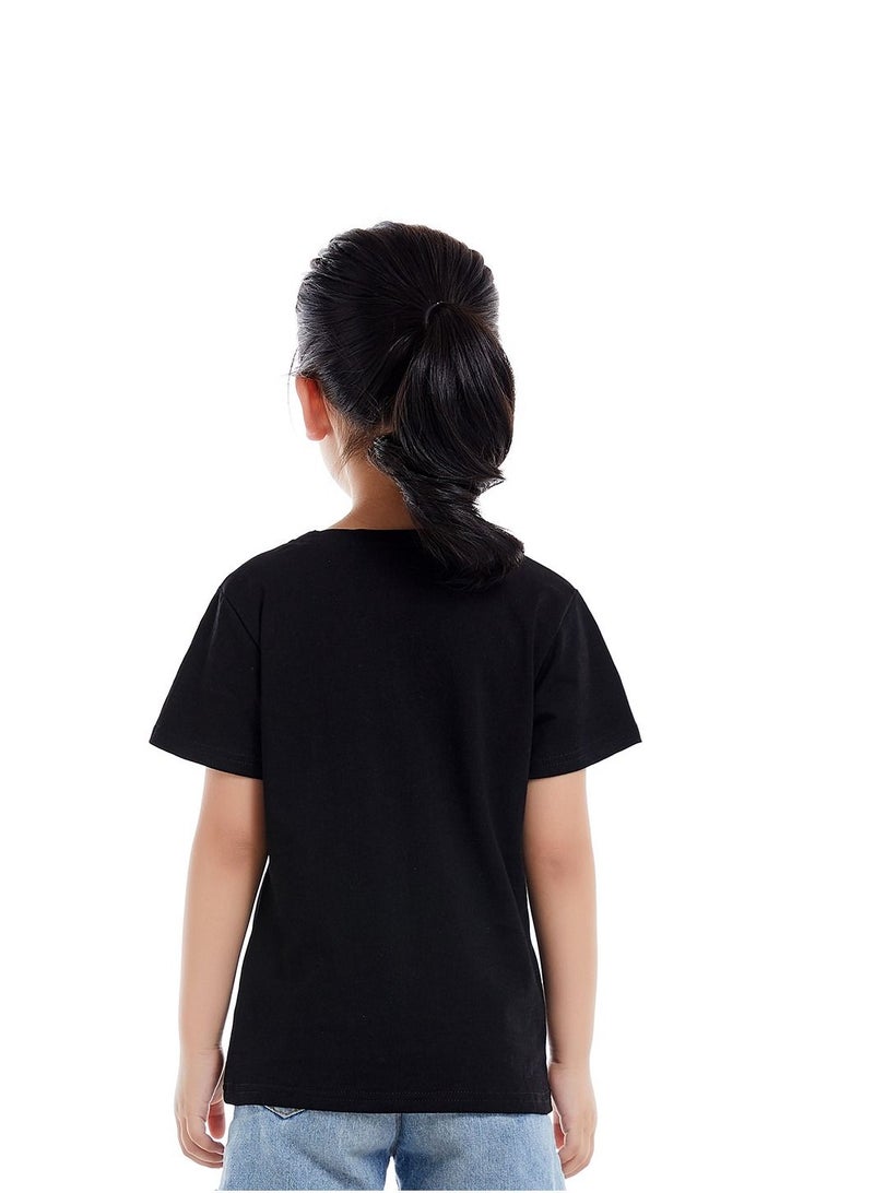 Unisex Family Couple Parent-Child clothing Football Pattern T-shirt Black