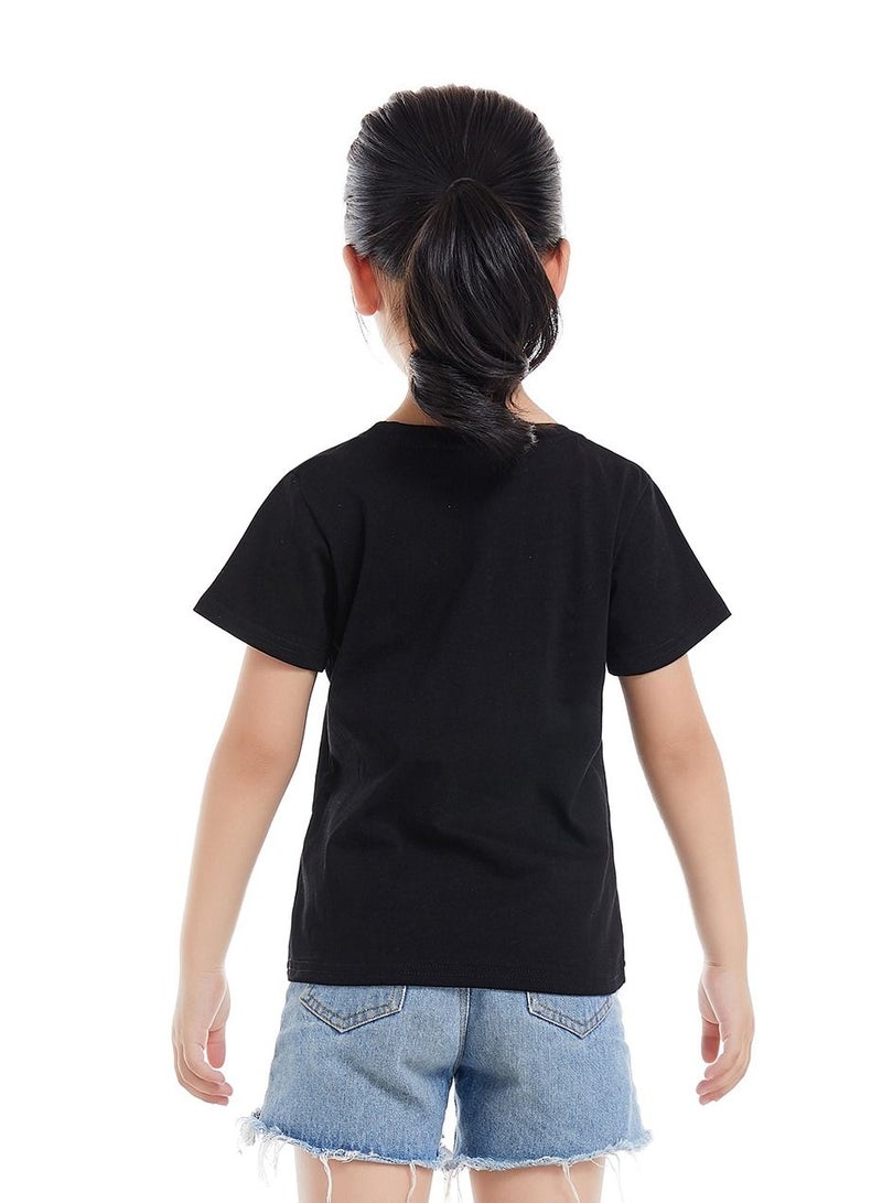 Unisex Family Couple Parent-Child clothing Coconut Tree Pattern T-shirt Black