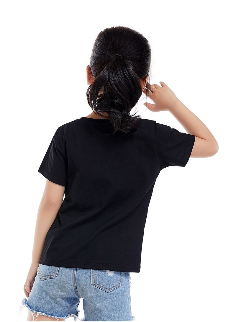 Unisex Family Couple Parent-Child clothing Ice Cream Pattern T-shirt Black