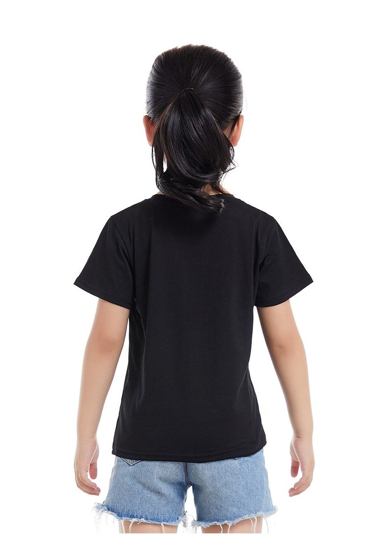 Unisex Family Couple Parent-Child clothing Smiley Face Pattern T-shirt Black