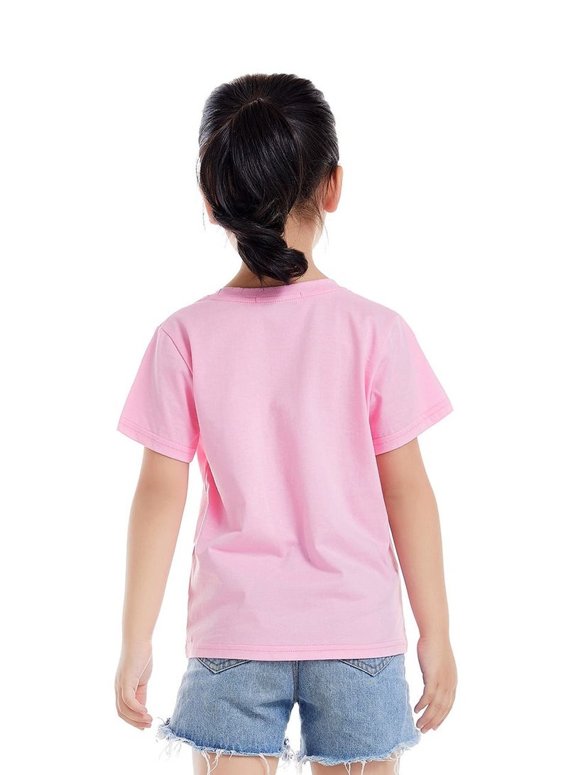 Unisex Family Couple Parent-Child clothing Ice Cream Pattern T-shirt Dark Pink