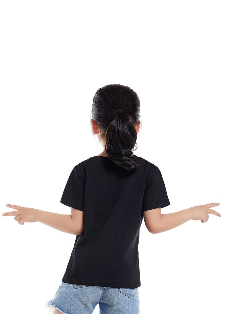 Unisex Family Couple Parent-Child clothing Sailboat Pattern T-shirt Black