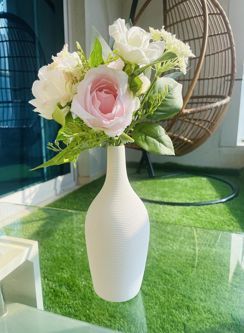 Tall Neck Warm White Vase for Real & Dried Flower Decor - Medium | Minimalist Vases for Home Decor, Events, Lobby, Tables, Events | Gifting