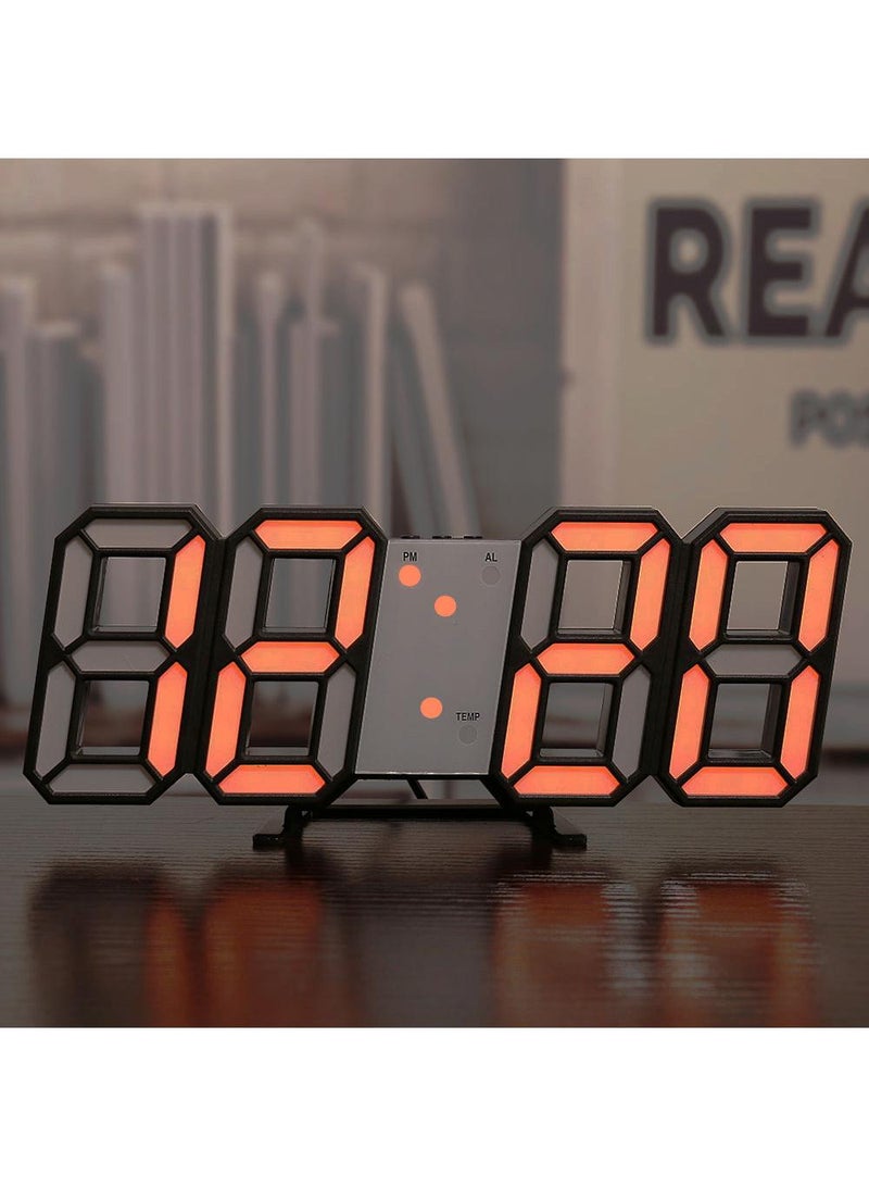 Intelligent 3D Clock Led Digital Alarm Clock Electronic Clock Living Room Wall Mounted Clock Indoor Temperature Clock