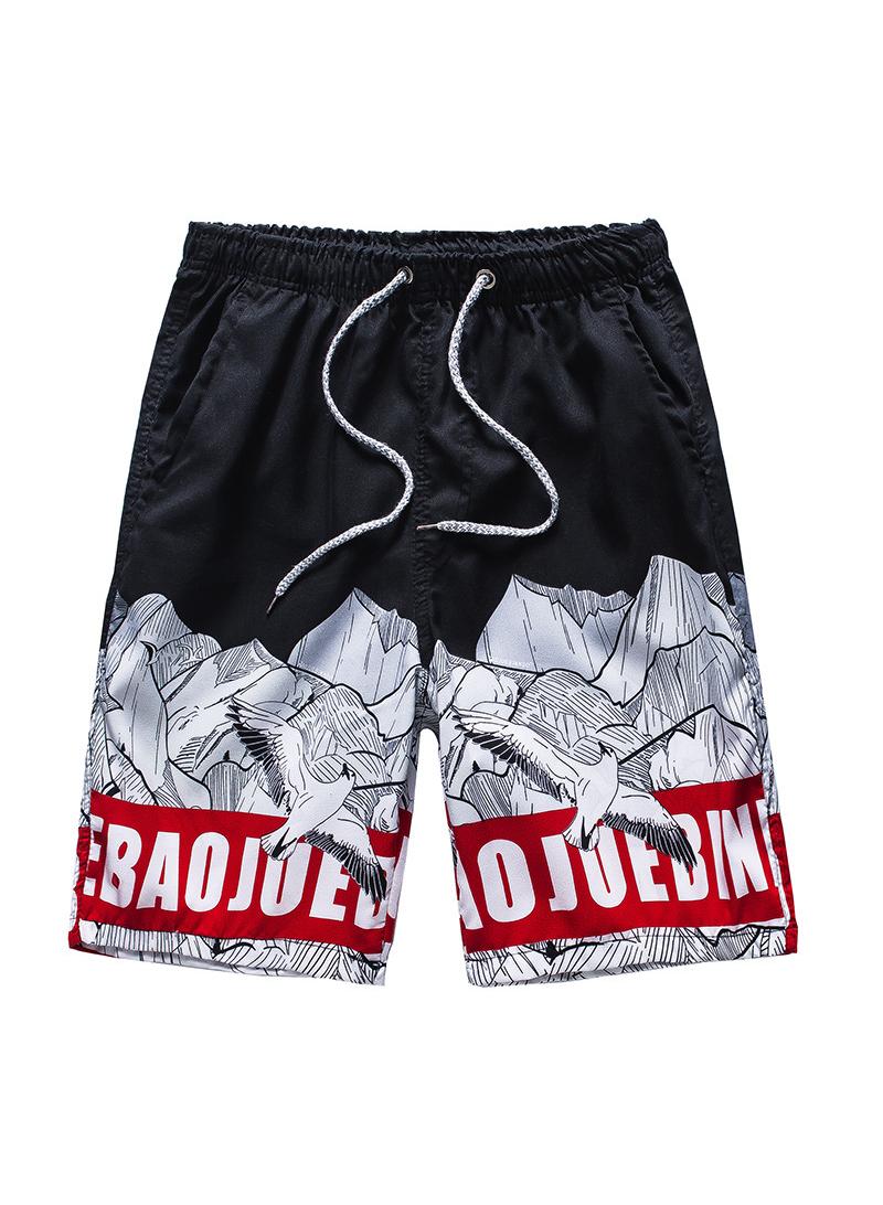 6-Piece Men Swim Beach Shorts Quick Dry Swimming Trunks Drawstring Surfing Board Shorts Loose Boxers Short Pants