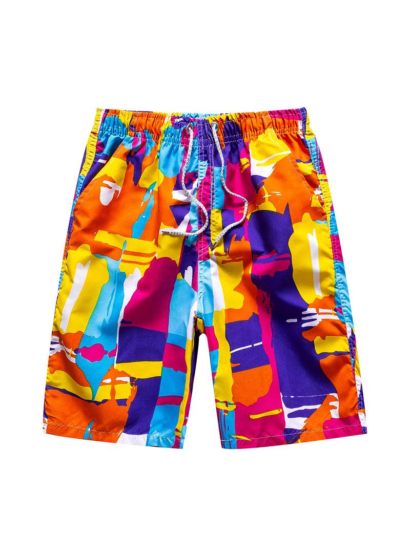 6-Piece Men Swim Beach Shorts Quick Dry Swimming Trunks Drawstring Surfing Board Shorts Loose Boxers Short Pants