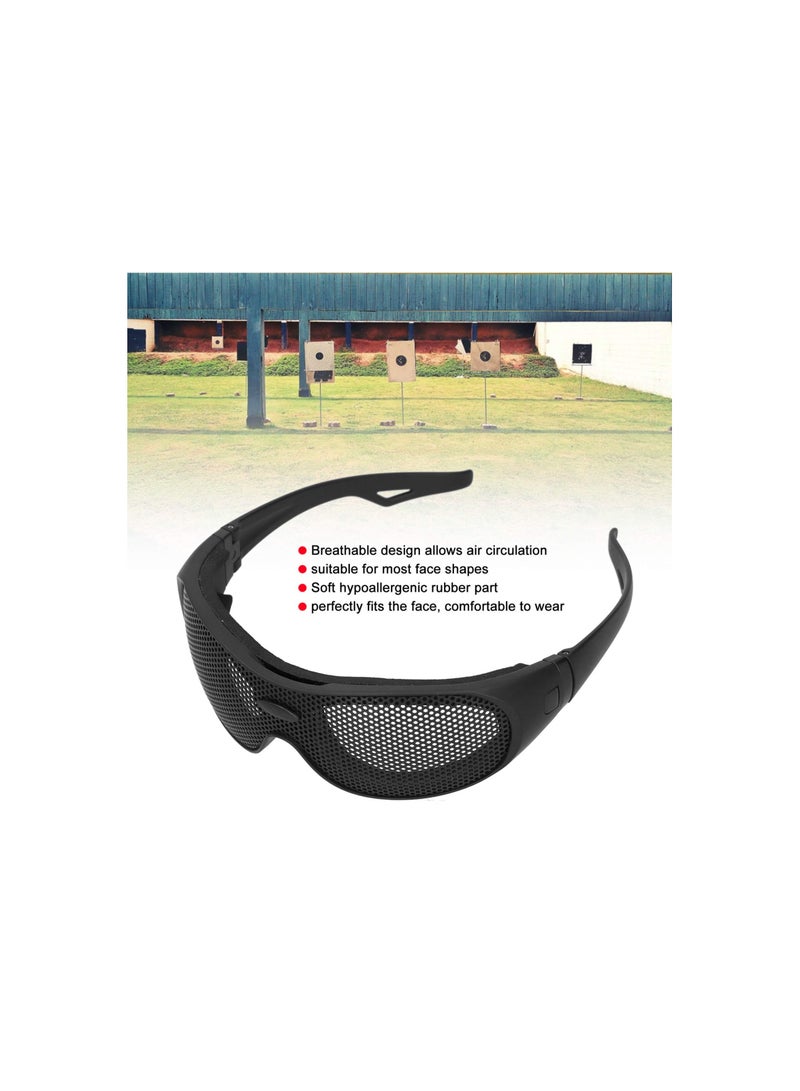 Safety Goggles, Breathable Impact Resistant Iron Mesh Pattern Uv400, Against Wind and Sand, for Outdoor Game, Windproof Safety Glasses for Most Face Shapes, Breathable Design with Glasses Case(1 Pack)