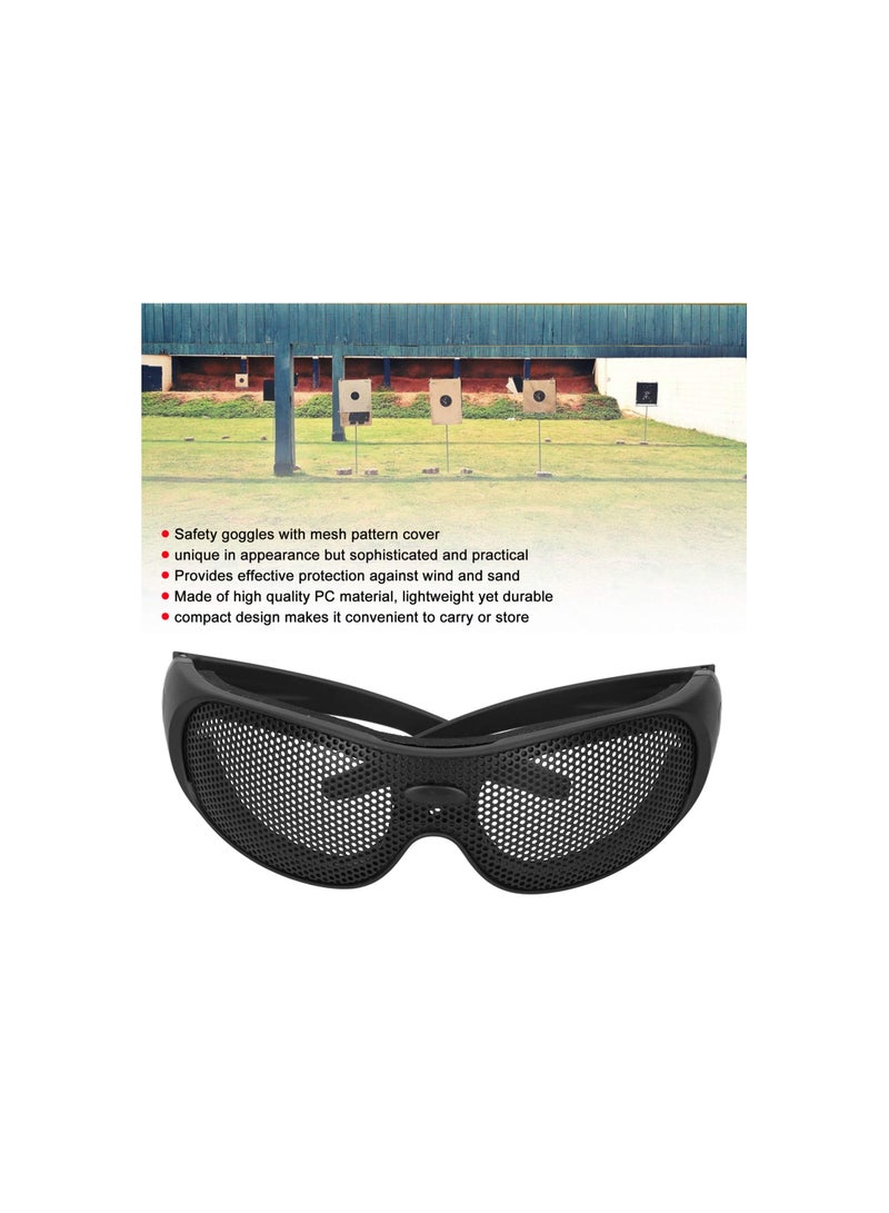 Safety Goggles, Breathable Impact Resistant Iron Mesh Pattern Uv400, Against Wind and Sand, for Outdoor Game, Windproof Safety Glasses for Most Face Shapes, Breathable Design with Glasses Case(1 Pack)