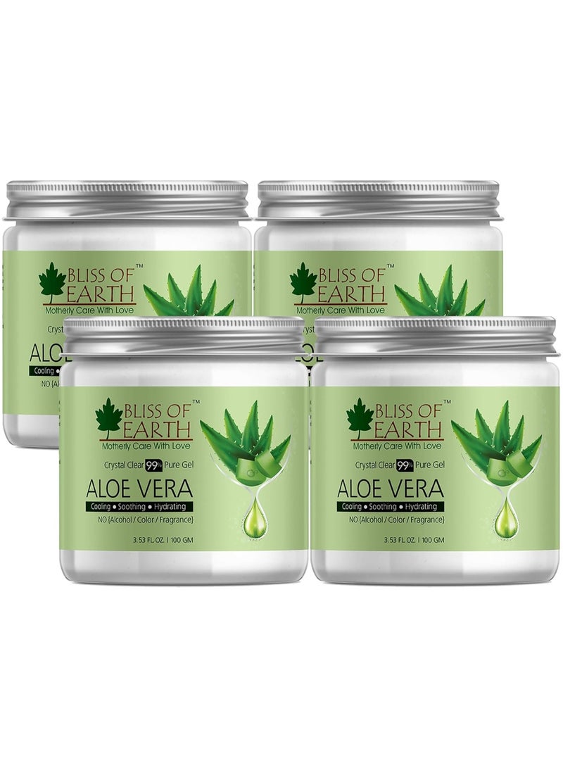 BLISS OF EARTH Crystal Clear Aloe Vera Gel 100g Pack of 4