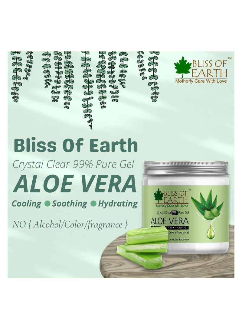 BLISS OF EARTH Crystal Clear Aloe Vera Gel 100g Pack of 4