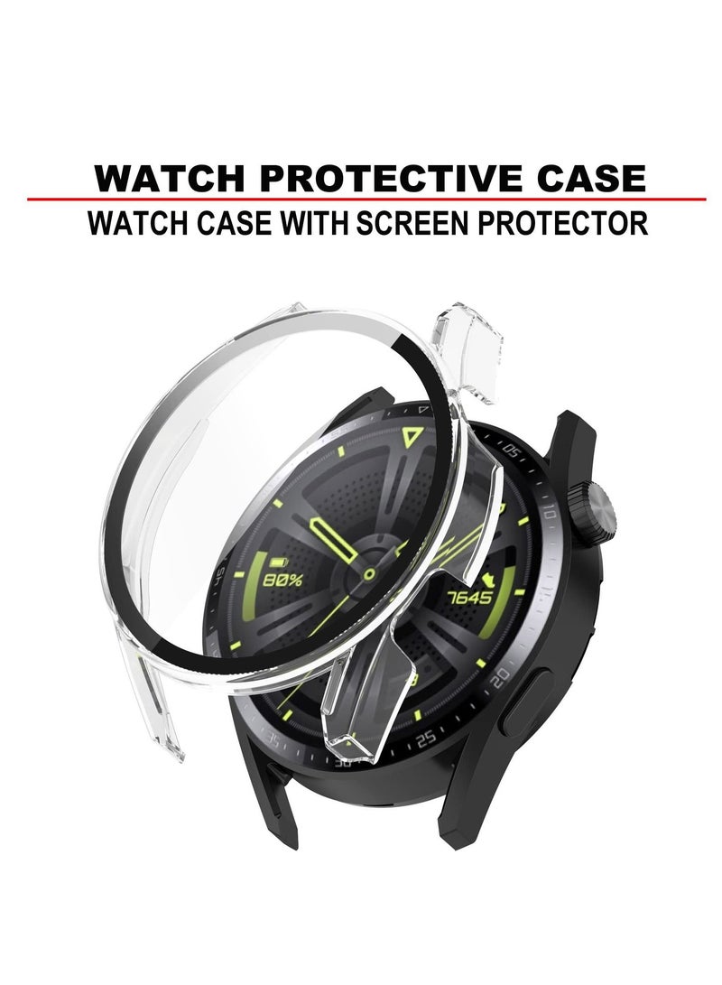 Case for Huawei Watch GT 3 42mm, 2Pack All-around Ultra Thin Anti-Scratch Bumper, Anti Scratch Tempered glass with watch case protector(2 Colors)
