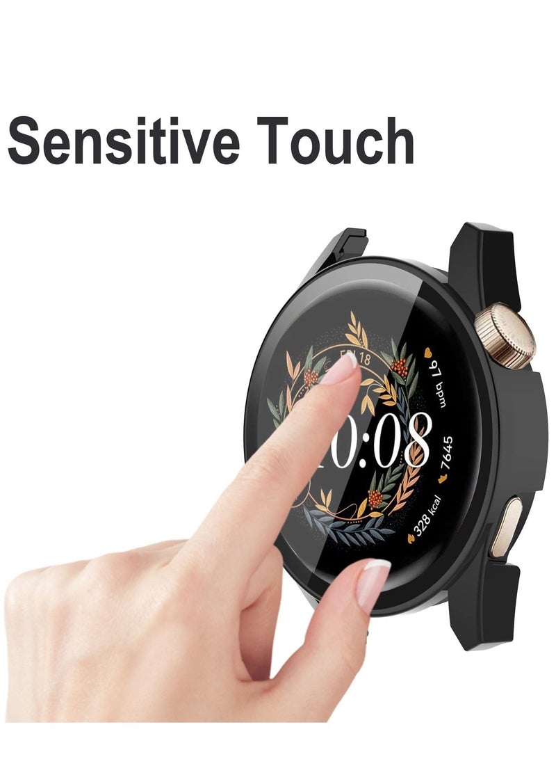 Case for Huawei Watch GT 3 42mm, 2Pack All-around Ultra Thin Anti-Scratch Bumper, Anti Scratch Tempered glass with watch case protector(2 Colors)