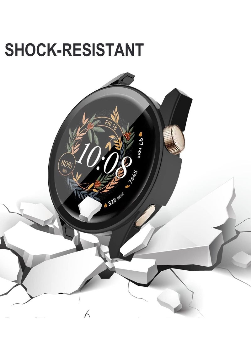 Case for Huawei Watch GT 3 42mm, 2Pack All-around Ultra Thin Anti-Scratch Bumper, Anti Scratch Tempered glass with watch case protector(2 Colors)