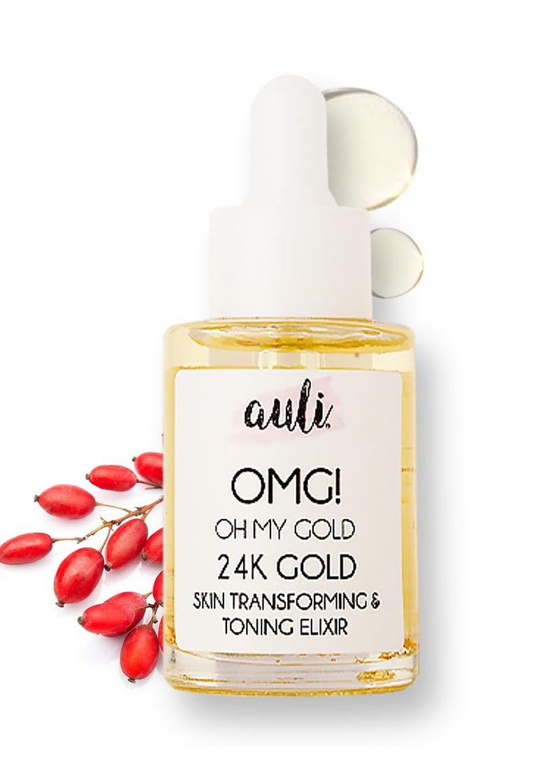 Auli 24K Gold Flakes with Pure Rosehip Facial Oil 30ML