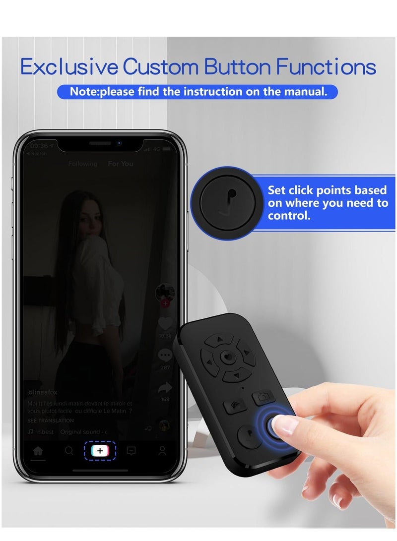 Bluetooth Scrolling Page Turner, Turner for Kindle App, Camera Photo and Video Clicker iPhone, Support Tiktok Recording/Play/Pause/Give a Like