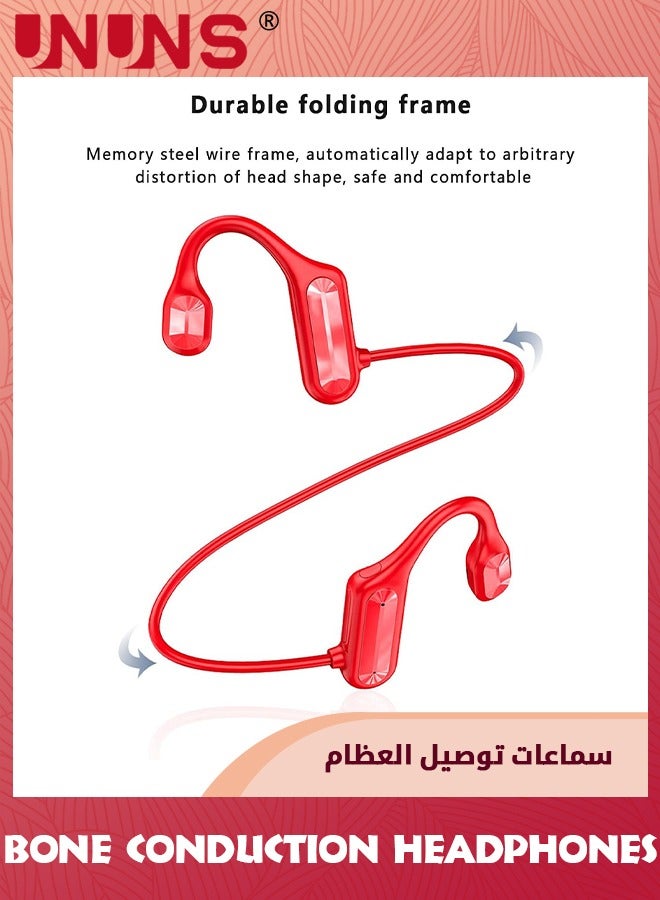 Bone Conduction Headphones,Wireless Open-Ear Bluetooth 5.2 Bone Conduction Sports Headphones,Waterproof Wireless Headsets For Sports Running Walking,Lightweight Open Earburs Headsets,Red