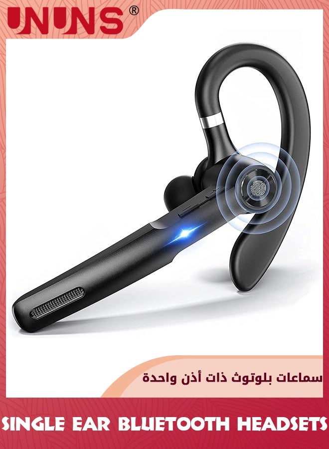 Single Ear Bluetooth Headsets,Wireless Bluetooth Earpiece V5.3,With Noise Canceling Mic,Hands-Free Caller Voice Announce For Office Business Driving,Connect 2 Device,Black