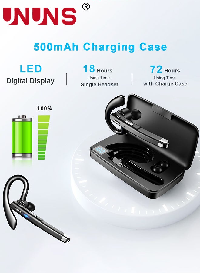 Bluetooth Wireless Earpiece for Cellphone,Bluetooth 5.2 Headset Wireless Headphone With Charging Case Compatible With iOS Android,Hands-Free Single Ear Headset With Mic For Business,Trucker