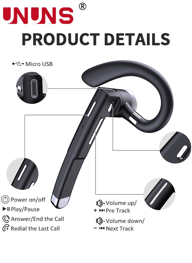 Bluetooth Wireless Earpiece for Cellphone,Bluetooth 5.2 Headset Wireless Headphone With Charging Case Compatible With iOS Android,Hands-Free Single Ear Headset With Mic For Business,Trucker