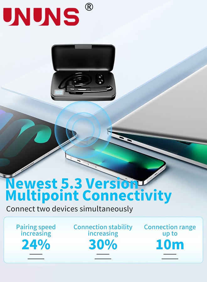 Bluetooth Wireless Earpiece for Cellphone,Bluetooth 5.2 Headset Wireless Headphone With Charging Case Compatible With iOS Android,Hands-Free Single Ear Headset With Mic For Business,Trucker