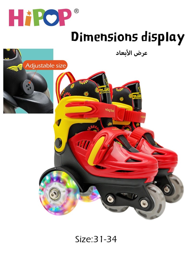 New Kids Roller Skate Shoes with Removable Inner Liner,Capsizing Prevention Triangle Wheel Stable Design,Unisex Girls Boys Roller Shoes with LED Color Wheels