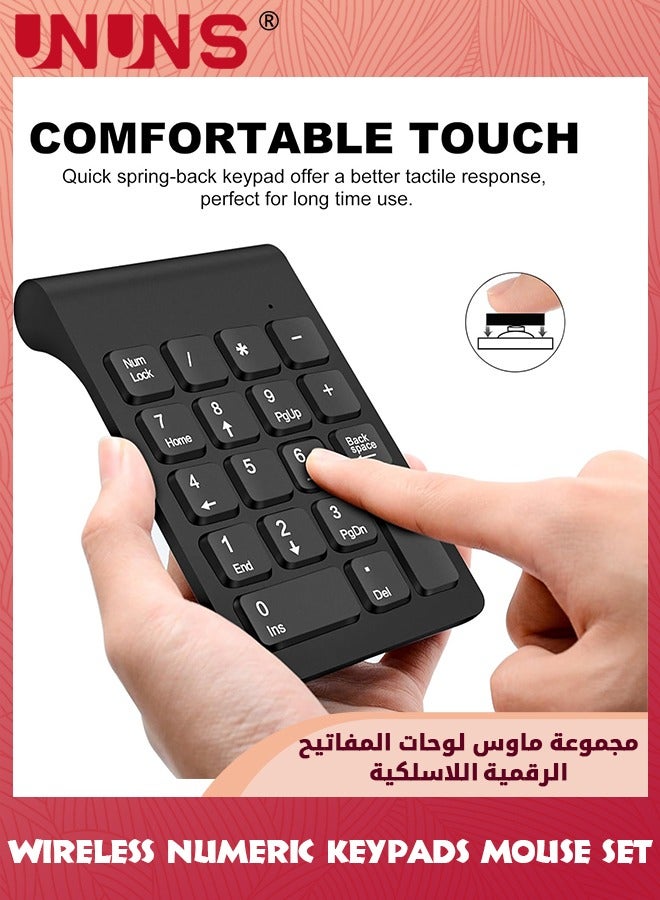 Wireless Numeric Keypad,Mini 2.4G 18 Keys Number Pad With Wireless Mouse,USB Receiver,Portable Silent Financial Accounting Numpad,Keyboard Extensions For Laptop PC Desktop Notebook, Black