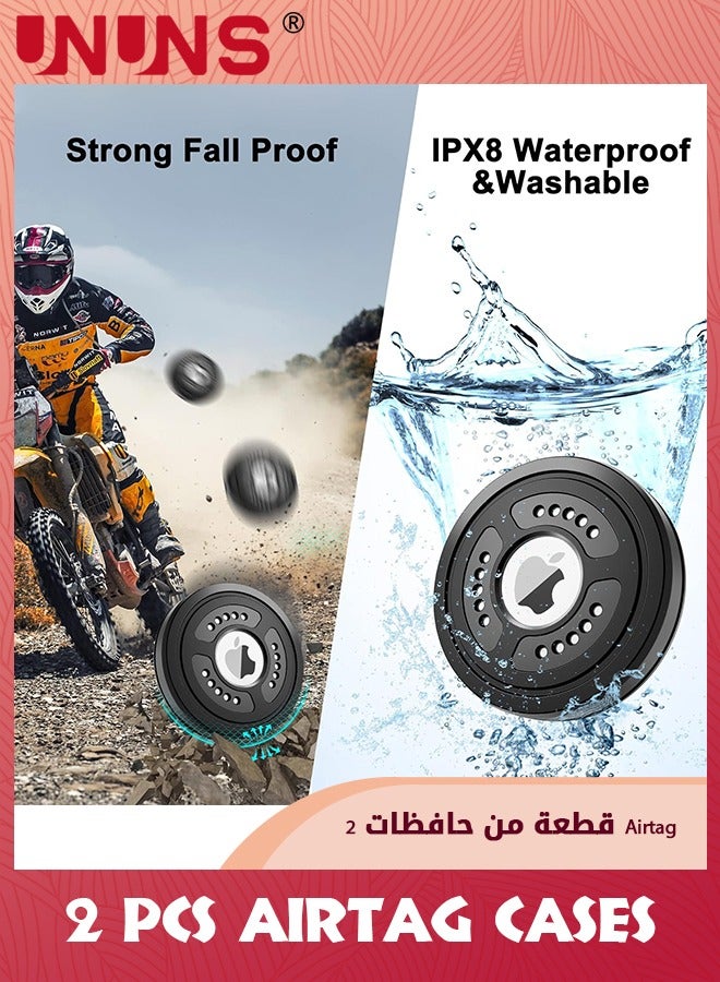 2 Pack AirTag Holder Case Cover,IPX8 Waterproof Airtag Sticker Stick On Adhesive Mount With Adhesive Sticker,Full Body Protection,Anti-Scratch Protective Tracker Sticker For Cars Luggage Bicycle