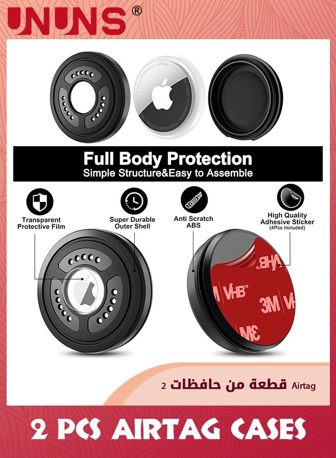 2 Pack AirTag Holder Case Cover,IPX8 Waterproof Airtag Sticker Stick On Adhesive Mount With Adhesive Sticker,Full Body Protection,Anti-Scratch Protective Tracker Sticker For Cars Luggage Bicycle