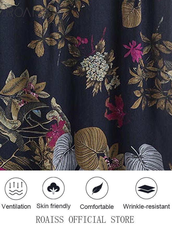 Ladies Stylish Lapel Shirt for Daily Commute - Single-Breasted Long Sleeve Top with Simple Design and Loose Fit Featuring a Beautiful Floral Pattern