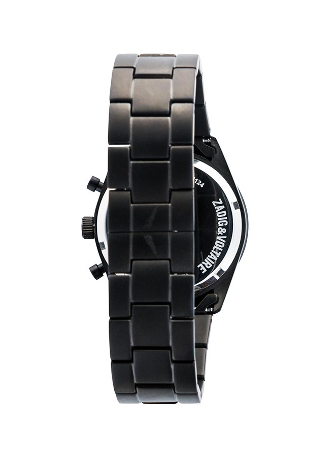 Unisex's Black Analog Stainless Steel Band Watch - ZVM124
