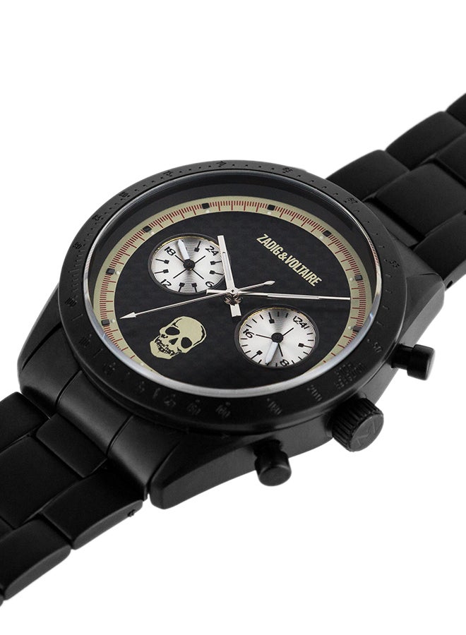 Unisex's Black Analog Stainless Steel Band Watch - ZVM124