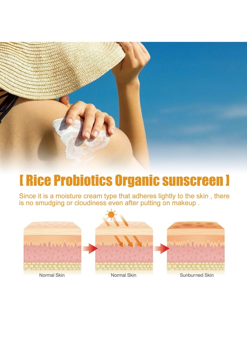 Jaysuing Probiotic Rice Organic Protective Cream for Face and Body Outdoor UV Protection Non Greasy