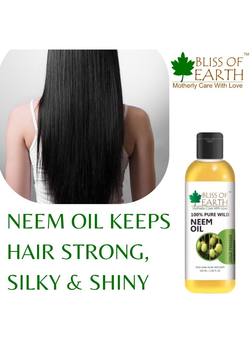 100% Pure Neem Oil 100ml Coldpressed Unrefined Great for Haircare Skincare Natural Bug Repellent Pack of 3