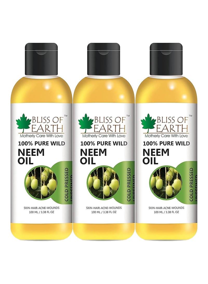 100% Pure Neem Oil 100ml Coldpressed Unrefined Great for Haircare Skincare Natural Bug Repellent Pack of 3