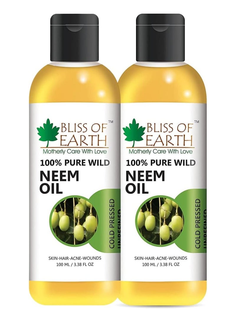 100% Pure Neem Oil 100ml Coldpressed Unrefined Great for Haircare Skincare Natural Bug Repellent Pack of 2