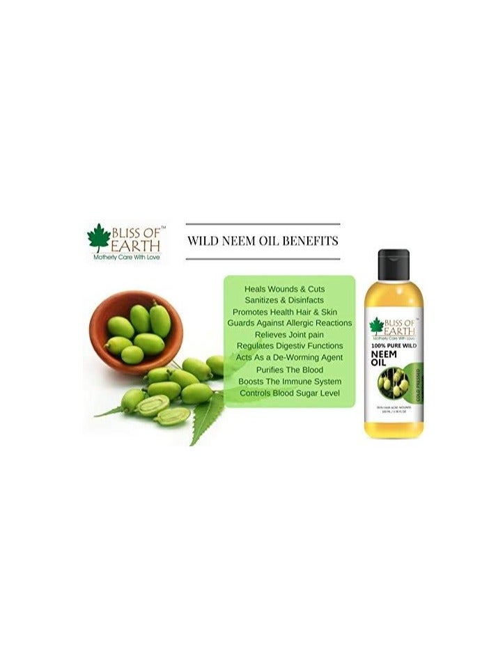 100% Pure Neem Oil 100ml Coldpressed Unrefined Great for Haircare Skincare Natural Bug Repellent Pack of 2