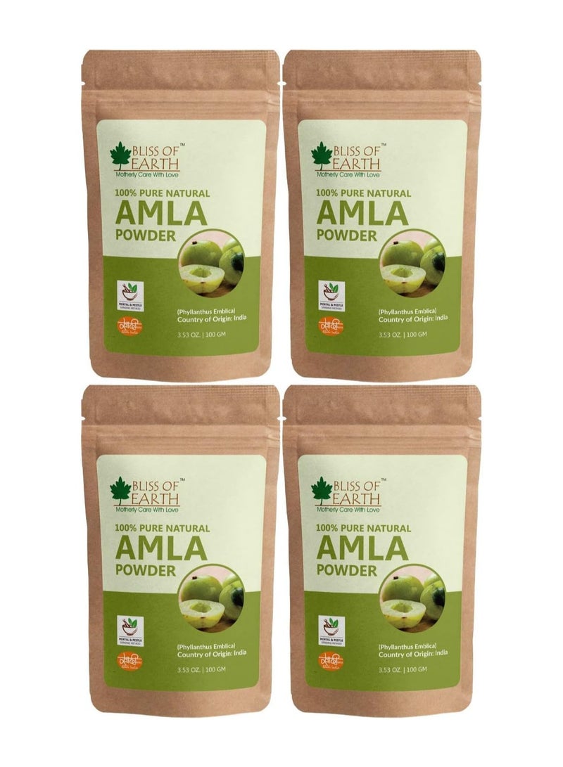 100% Pure Natural AMLA Powder 100GM Indian Gooseberry Great For Hair Conditioning & Hair Coloring Mixture Natural Vitamin C & Antioxidants Pack of 4