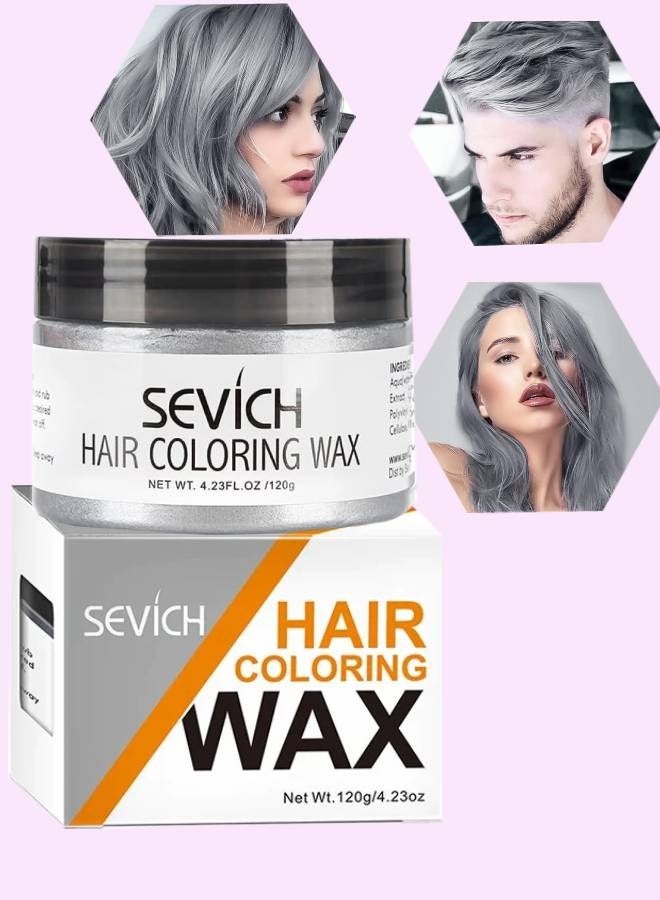 120g Hair Coloring Wax Hair Style Dye Mud Hair Color Material for Temporary Hair Color Hair Dye Coloring Wax Washable Natural Instant Hair Color Cream Temporary Hair Dye Wax Silver Grey