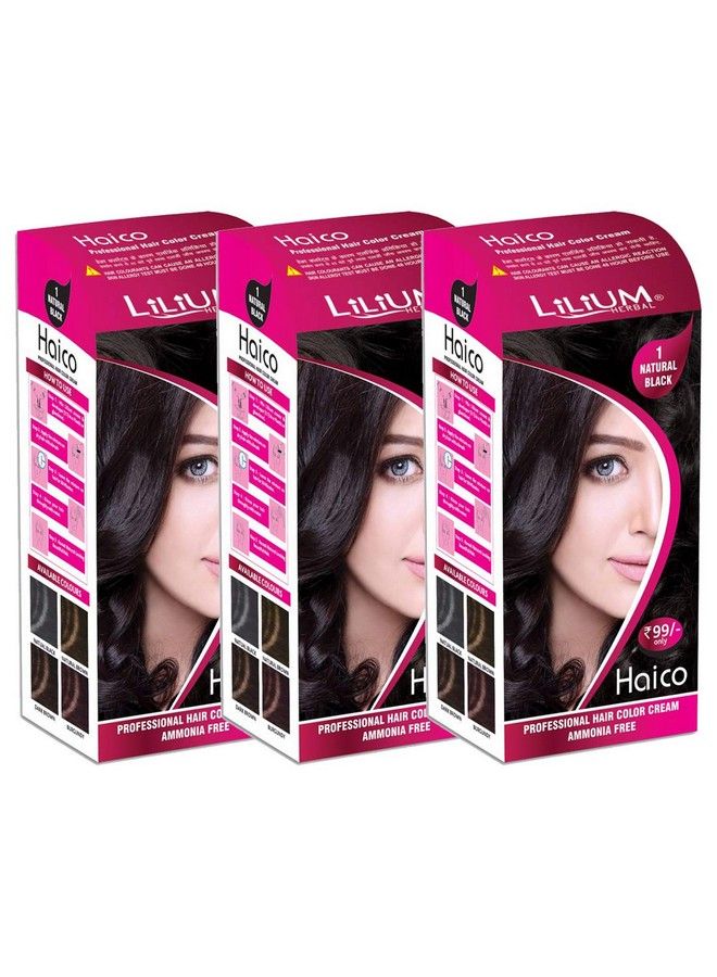 Haico Professional Natural Black Hair Color Cream Ammonia Free Pack Of 3
