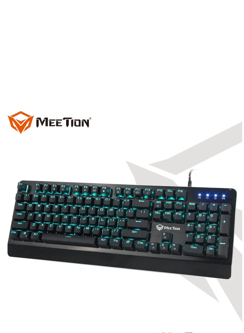 Meetion MK01 Classic Original Design, Full key Anti-Ghosting, 12 Multimedia Shortcuts, USB Braided Cable, Plug & Play, System Compatible OUTEMU Blue Switches Gold-Plating USB RGB Mechanical Keyboard
